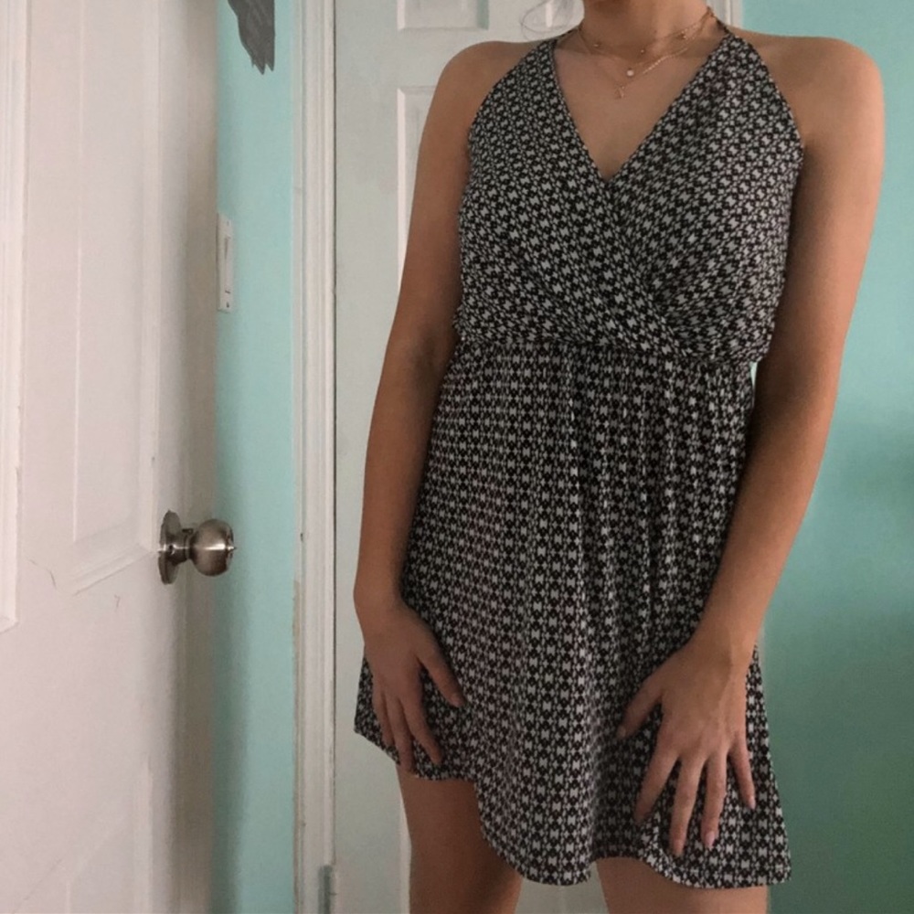 super cute patterned halter neck dress
